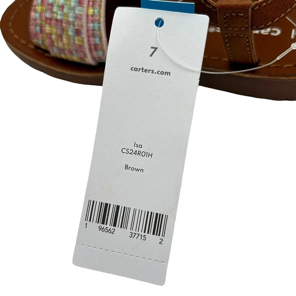 Carter's‎ Toddler Girls Open Toe Sandal Size 7 Brown-Multi Lightweight Comfort